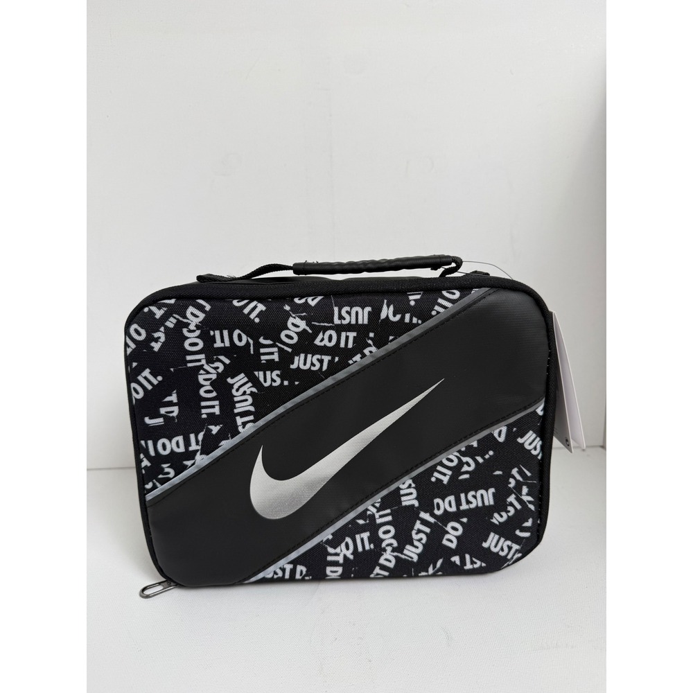 Nike Insulated Lunch Bag Unisex OS Black White Polyester Just Do It Swoosh Logo